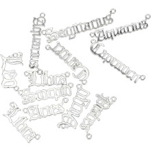DIY-Anhänger-Set mit Buchstabenanhängern aus Legierung, 24-teilig, Sternzeichen-Alphabet-Anhänger, silberfarben