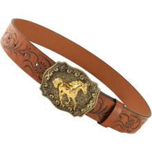 Retro-Gürtel im Western-Stil mit Schnallendesign aus Kunstleder für Damen und Herren, passend zu Cowboy-Jeans und Freizeitkleidung