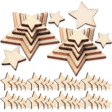 500 Stück Holzsterne, 1 cm–3 cm, unfertige Bastelsterne für Weihnachtsdekoration