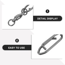 25 Stück schwarze #1 Angelwirbel-Karabiner, Edelstahl-Kugellagerwirbelclips