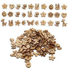 100 boutons en bois pour couture et loisirs créatifs, motifs dessins animés
