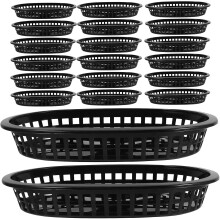 24 cestas negras para comida rápida, recipientes para aperitivos, soportes para catering, bandejas pequeñas para servir.