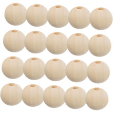 Natural Round Wood Beads 25mm Loose Beads 100pcs for Garland Making DIY Crafts Jewelry Accessories Home Decoration Supplies for Crafters