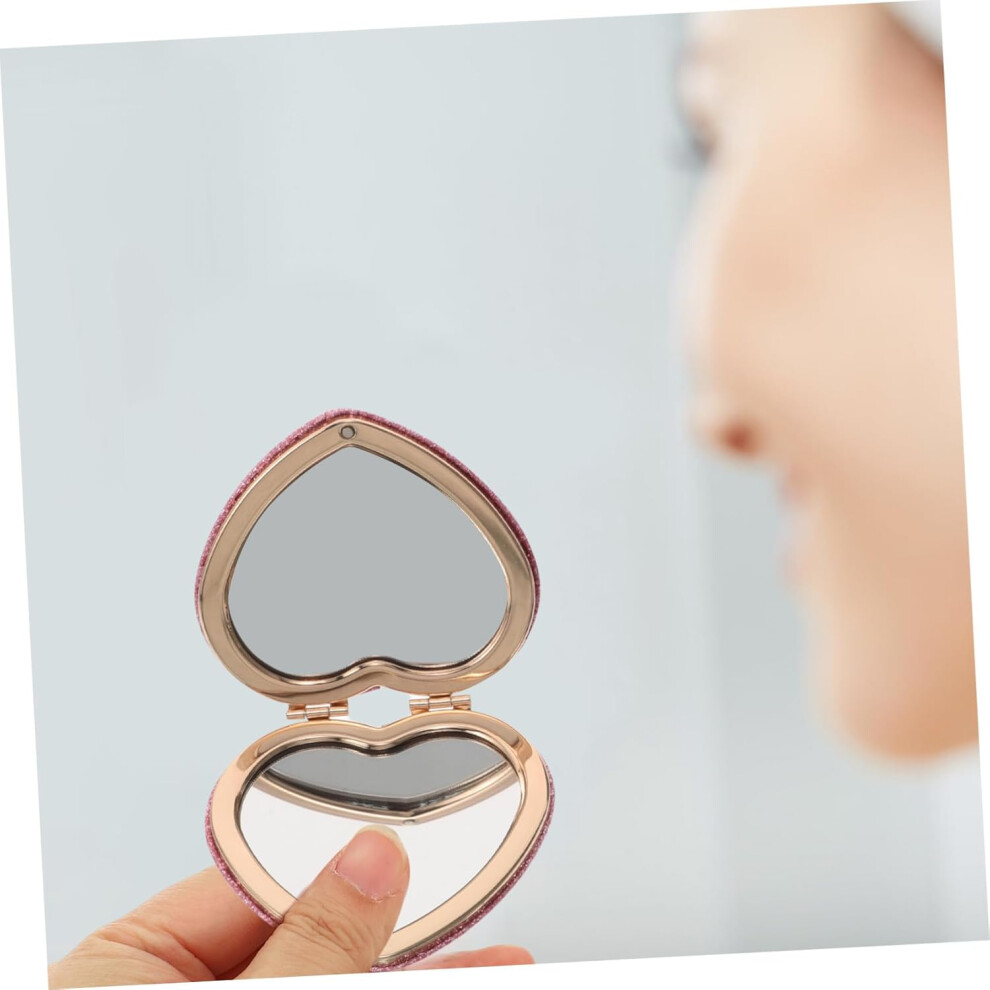Hkhbjs 2Pcs Small Makeup Mirror Heart Shaped Portable Travel Mirror