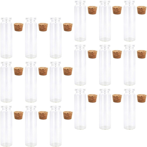 24 st gör-det-själv kork önskeflaskor små önskeflaskor 18 ml glas med träkorkpropp