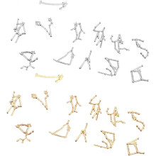 24-teiliges DIY-Anhänger-Set mit Sternzeichen-Anhängern aus Legierung, Gold und Silber, 12 Sternbild-Halskettenanhänger