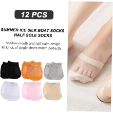 12er-Packung Eisseiden-Bootssocken für Herren, Baumwolle, Sommer-Vorfußsocken, niedrig geschnitten, tragbar, rutschfest