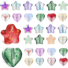 200 Pcs Mixed Color Star Beads 8mm and Heart Shape Beads 6mm