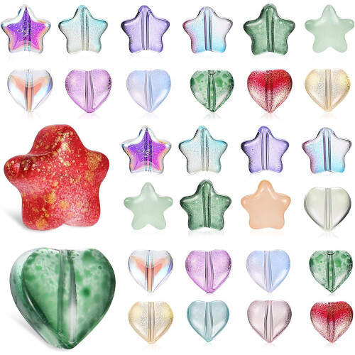 200 PCs Mixto Cor Star Beads 8mm e Coração forma Beads 6mm