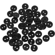 50 boutons ronds noirs à coudre pour le bricolage et la personnalisation de vêtements, boutons plats en résine à 2 trous