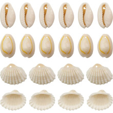 100-teiliges Set aus natürlichen, doppellochigen Muscheln und Schneckenhäusern, 16x21mm und 11x18mm gebohrte Muscheln
