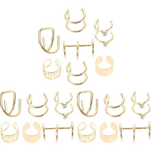 24 goldene Ohrclips zum Anstecken (ohne Ohrloch), geeignet für Damen und Herren