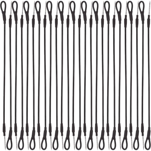 100pcs Black 17cm Tag Security Strings with Steel Wire Loop