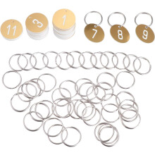 50pcs etiquetas redondas gravadas etiqueta plástica anel chave para números de mesa etiquetas chave bagagem