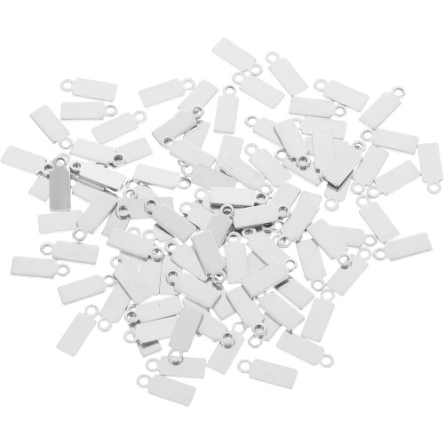 100Pcs Stainless Steel Rectangular DIY Pendant Blanks Metal Stamping Tags Engraving Blanks