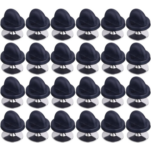100 Sets Rubber Brooch Clutch Pin Backs Flat Round Lapel Pin Keepers with PVC Storage Case