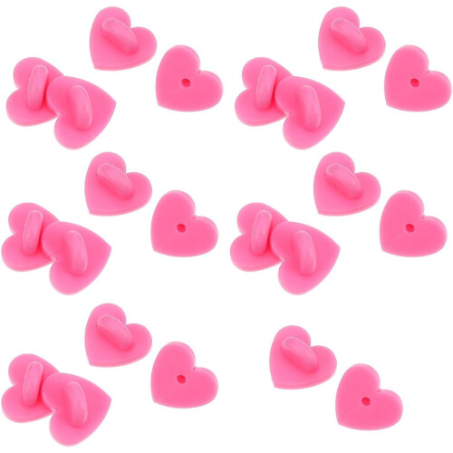 100 pezzi di basi per spille e fermagli di supporto a forma di cuore in plastica rosa