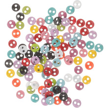100pcs Mini botões de resina para roupas de boneca 4mm redondo 2 buracos assortidos Mini botões de cor para ofícios de costura DIY