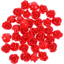 50 Stück 10 mm rote Rosenperlen, lose, DIY-Schmuckperlen für Ohrringe, Halsketten, Armbänder und Bastelzubehör