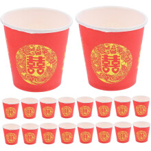 Rote „Double Happiness“-Pappbecher, 100 Stück, ideal für Hochzeiten, chinesische Bankette und Partys