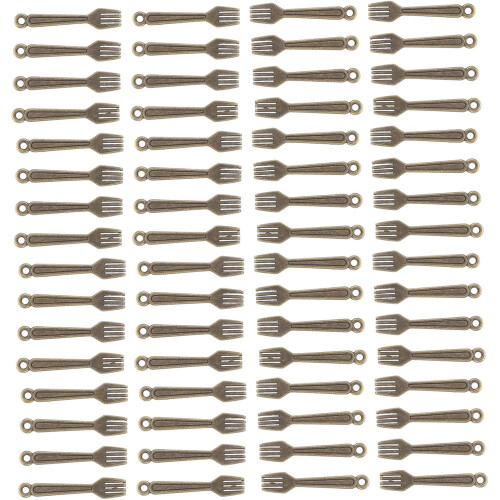100pcs Retro Miniature Cutlery Charms Mini Spoon Fork Tableware Pendants for Diy