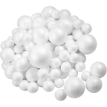 100 Stück Schaumstoffkugeln, Bastelmaterial, weiße Polystyrol-Schaumstoffkugeln, 5 Größen (2,5–6 cm), DIY