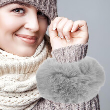 2 polsini da donna in pelliccia sintetica, caldi e soffici, scaldapolsi invernali, scaldabraccia antivento per eventi festivi.