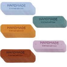 50 handgefertigte Näh-Etiketten aus PU-Leder, 5 Farben, je 10 Stück, DIY-Stoffetiketten für Kleidung