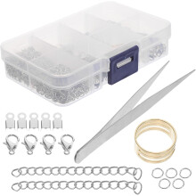 DIY-Schmuckset mit Karabinerverschluss, 8 Quetschverschlüssen und offenen Biegeringen