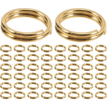 50 stuks roestvrijstalen dubbele ronde splitringetjes voor sleutelhangers, 0,6 x 6 mm, goudkleurig, voor het maken van sieraden.
