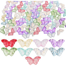 100pcs Mixed Color Glass Butterfly Beads for Jewelry Making, Small Loose Beads for DIY Bracelet, Earring