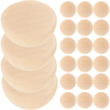 100Pcs Natural Half Wooden Beads 20Mm Hemispherical Unfinished Craft Balls