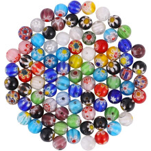 100pcs 8mm DIY Beads Loose Beads Jewelry Accessories Mixed Styles Round Glass