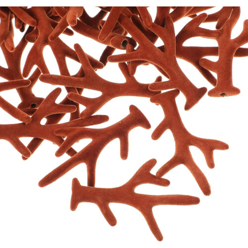 100 pezzi di corna per accessori per capelli, in tessuto floccato marrone, plastica, realistiche, a forma di corno.