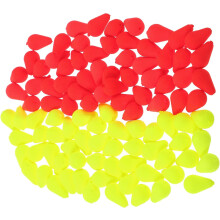 Juego de 100 flotadores pequeños para pesca con perlas superiores rojas y amarillas, flotadores ultraligeros.