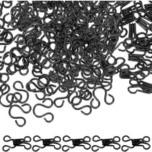100pcs gancho de costura de latão e ganchos de colarinho preto de conjunto de olhos fáceis de aplicar fixação de costura