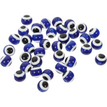 100 Stück 10 mm große blaue Harzperlen mit bösem Blick und 2 mm Loch für Schmuck-DIY, Armband- und Halskettenbastelbedarf