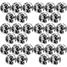 50Pcs Wooden Craft Beads with Paw Print Pattern, Large Colored Round Wood Beads