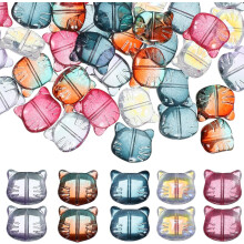 50 Pcs Mixed Color Cat Beads DIY Bracelet Beads Animal Paw Print for Jewelry Making