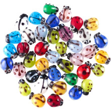 50pcs Glass Ladybug Beads for DIY Jewelry Making and Craft Beads for Necklace and Dream Catchers