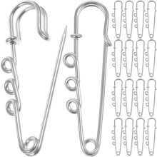 50 Stück 50 mm Sicherheitsnadeln mit 3 Löchern für DIY-Schmuck, Abzeichen, Kiltnadeln mit Löchern, weiß, aus Metall, zur Befestigung an Kleidung