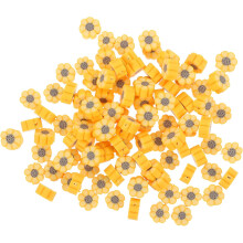 100Pcs Yellow Polymer Clay Plum Blossom Beads with Hole for DIY Jewelry Making, Crafting Loose Beads