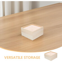 2 leere Holzkisten mit Acryl-Schiebedeckel, elegante beige Holzbox, widerstandsfähig