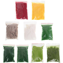 9Pcs DIY Miniature Static Grass Set for Model Scenery, Mixed Fake Grass Powder in Multiple Green Shades