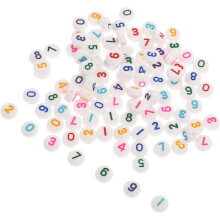 100pcs Acrylic Number Beads DIY Bracelet Making Kit White Base Colorful Handmade Jewelry Beads