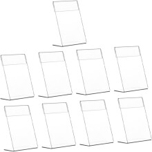 9pcs Acrylic Sign Holder Set L-Shaped Slanted Rack Tabletop Price Tag Display Stand for Store Market Counter