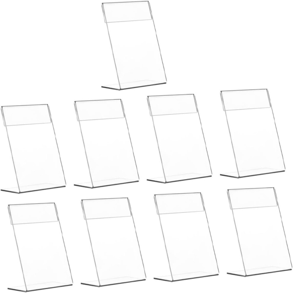 9Pcs Acrylic Sign Holder Set L-Shaped Slanted Rack Tabletop Price Tag Display Stand For Store Market Counter 5455468320279