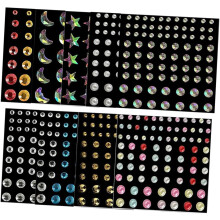 9 feuilles de strass pour le visage, autocollants de bijoux de visage pour le maquillage, parfaits pour les fĂŞtes.