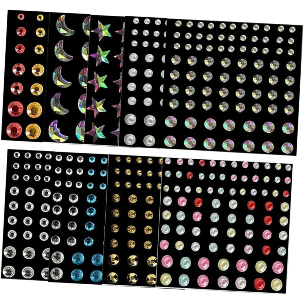 Hkhbjs 9 Sheets Face Jewels Rhinestones For Makeup Self Adhesive Face Gems Stickers For Festival
