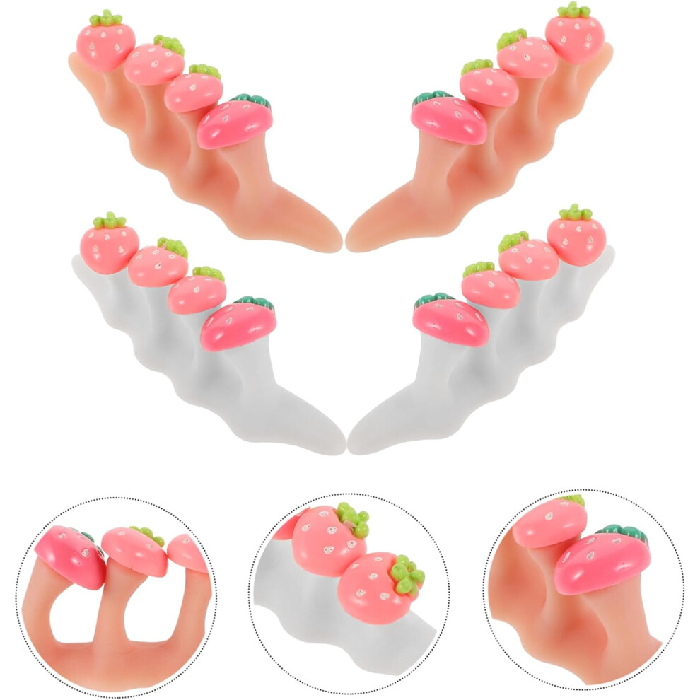 Hkhbjs 2Sets Silicone Toe Spacers Soft Nail Separator Strawberry Beads Decor Toe Dividers For Pedicure Nail Tools